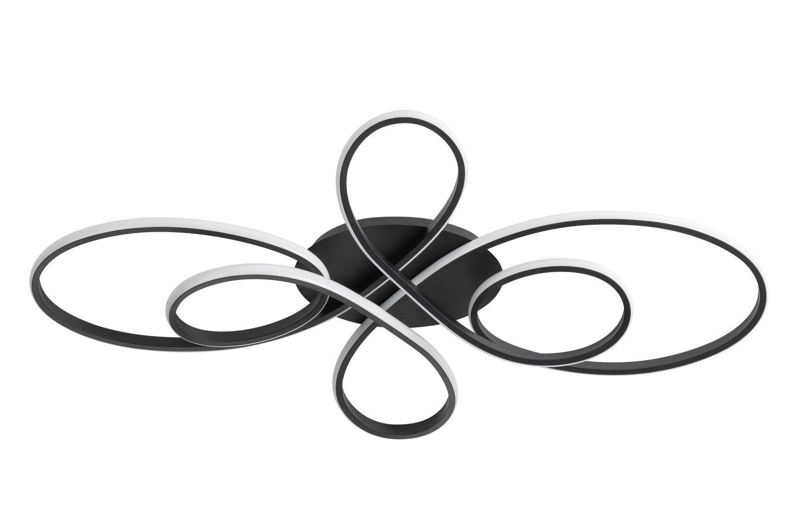 Moderne LED-Deckenleuchte mit geschwungenem Design, Ansicht von unten