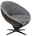 Koinor Sessel IMPULS Grauer, moderner Sessel mit runder Form und schwarzem Drehfuß, seitliche Perspektive