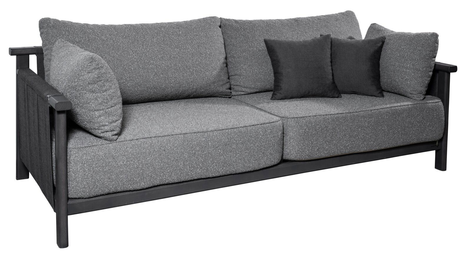 Dieter Knoll Loungesofa 2-Sitzer MARI Graues Loungesofa 2-Sitzer mit zwei großen Sitzkissen und drei Rückenkissen, seitliche Perspektive
