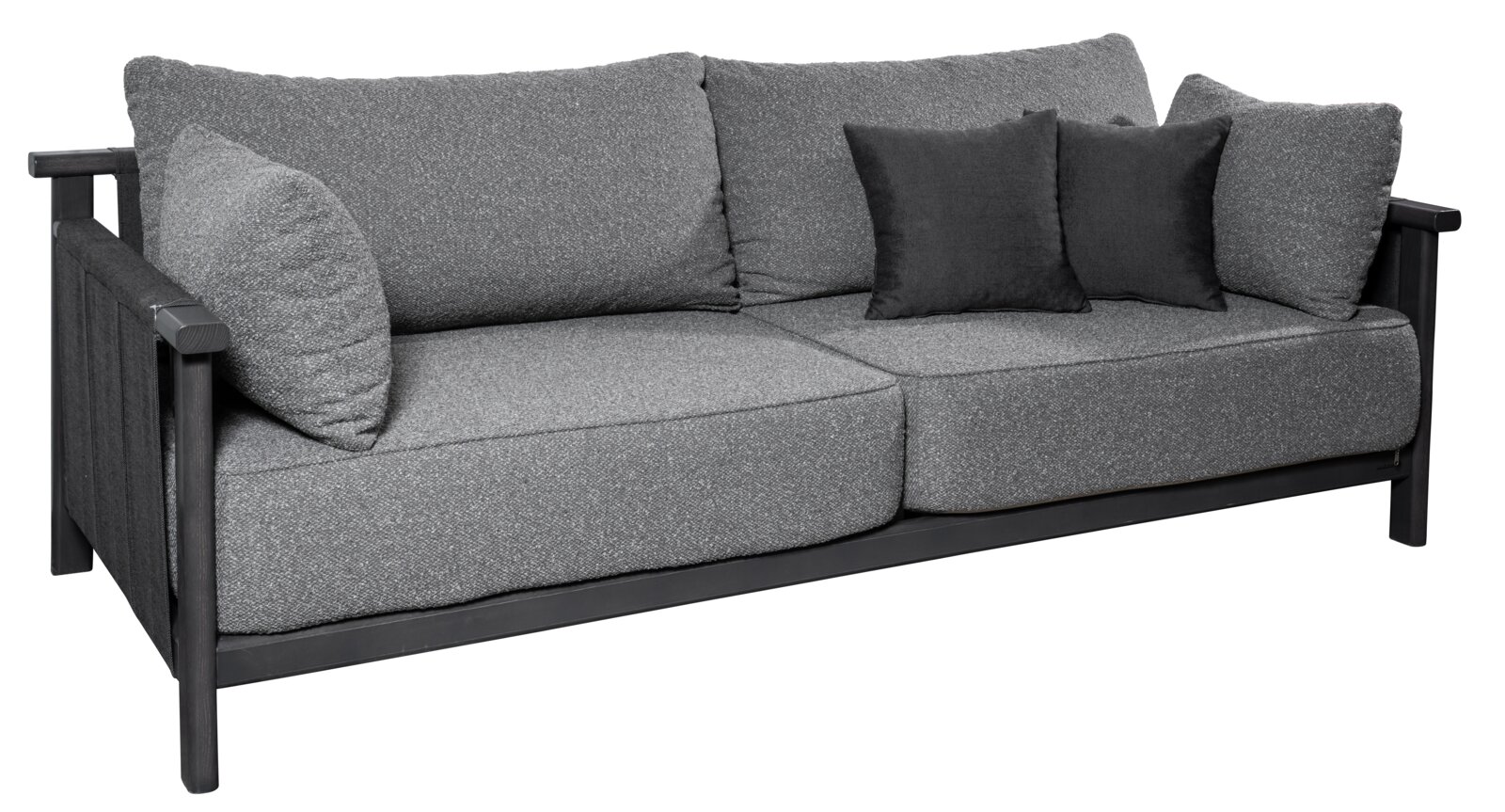 Dieter Knoll Loungesofa 2-Sitzer MARI Graues Loungesofa 2-Sitzer mit zwei großen Sitzkissen und drei Rückenkissen, seitliche Perspektive
