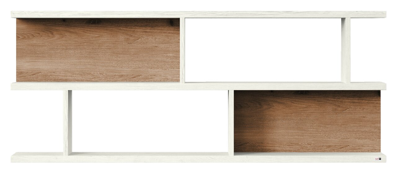 Wandboard mit zwei Regalböden in Holzoptik, Frontansicht