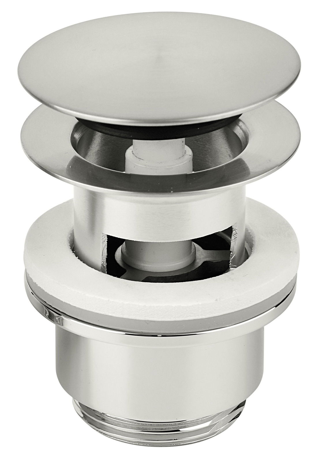 Ablaufgarnitur aus Edelstahl in seitlicher Perspektive