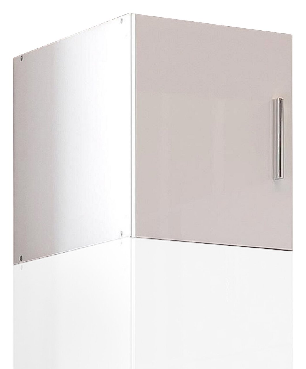 XORA Aufsatz T40 MALTA Weißer Schrankaufsatz mit Metallgriff, seitliche Perspektive