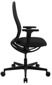 Schwarzer Bürostuhl mit Armlehnen, Seitenansicht