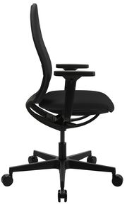 Schwarzer Bürostuhl mit Armlehnen, Seitenansicht