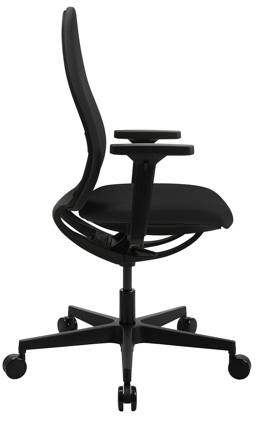 Schwarzer Bürostuhl mit Armlehnen, Seitenansicht