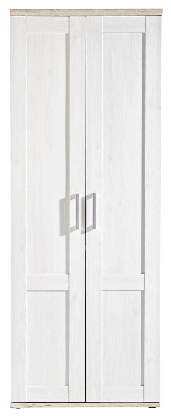 Weißer Garderobenschrank mit zwei Türen, Frontansicht