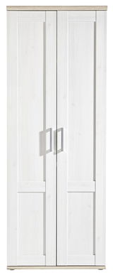 Weißer Garderobenschrank mit zwei Türen, Frontansicht