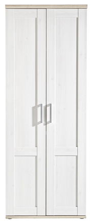 Weißer Garderobenschrank mit zwei Türen, Frontansicht