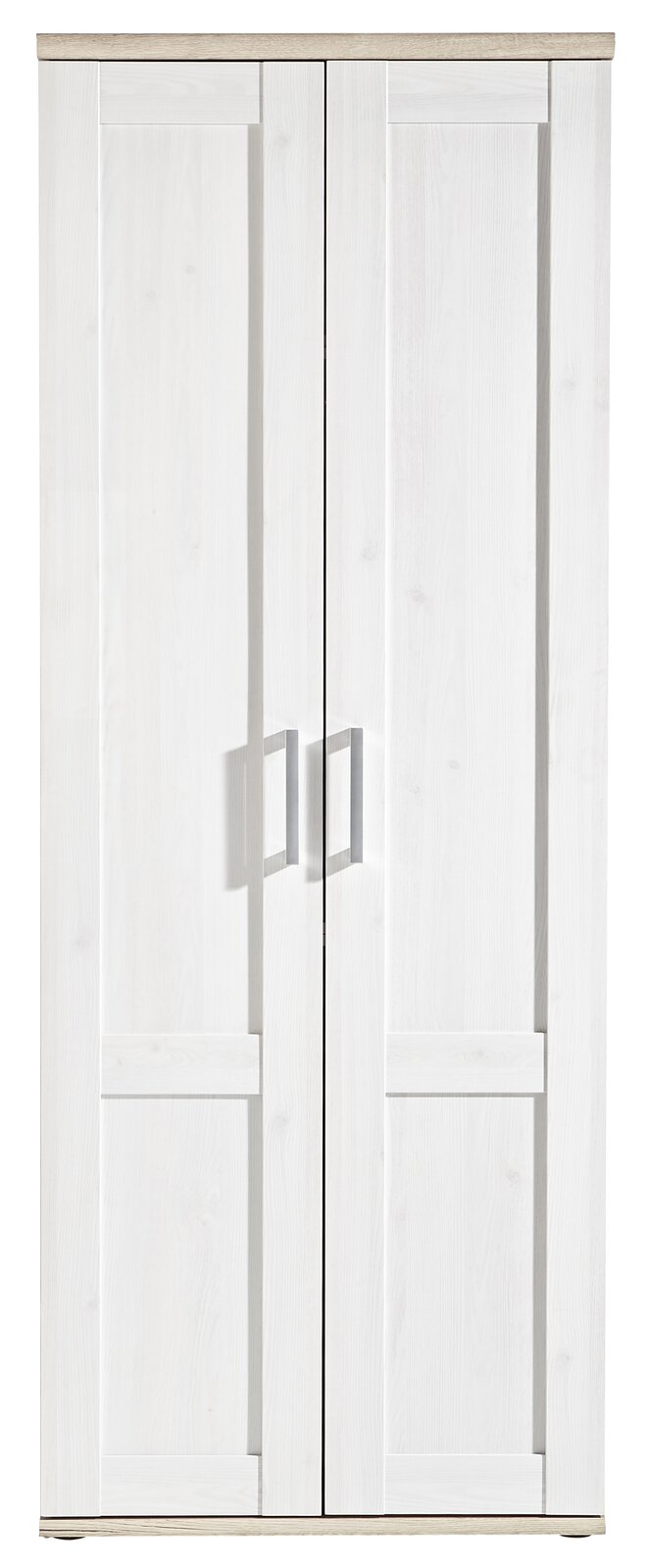 Weißer Garderobenschrank mit zwei Türen, Frontansicht