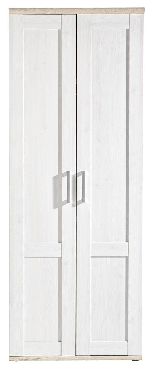 Weißer Garderobenschrank mit zwei Türen, Frontansicht
