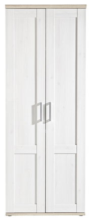 Weißer Garderobenschrank mit zwei Türen, Frontansicht