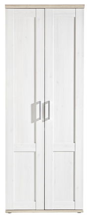 Weißer Garderobenschrank mit zwei Türen, Frontansicht