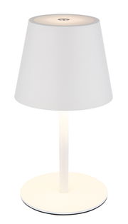 Weiße Akku-Tischleuchte VANNIE 3 in seitlicher Perspektive