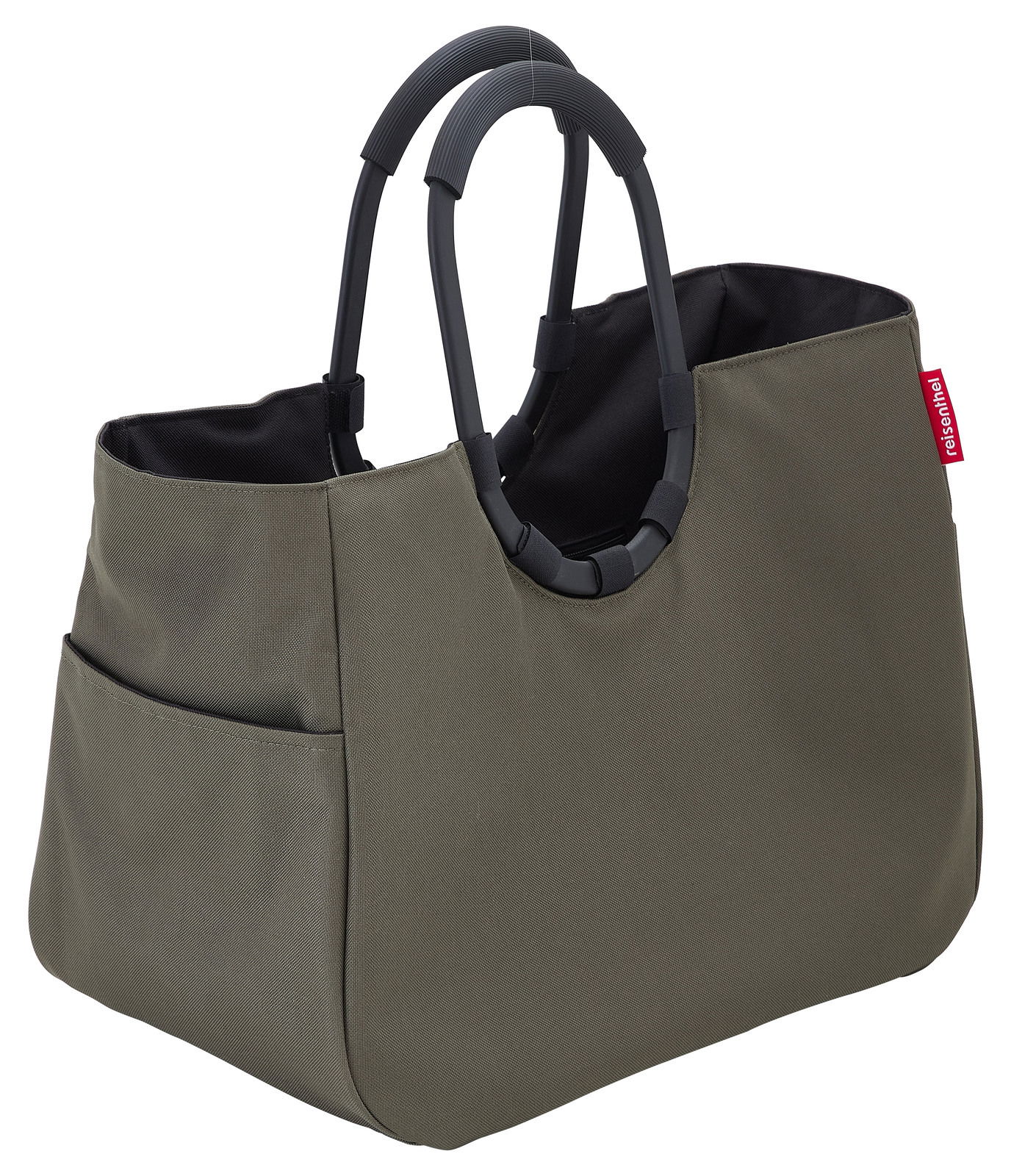 Loopshopper L in Olivgrün mit schwarzen Griffen, seitliche Perspektive