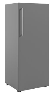 Grauer Aktenschrank mit Rechtsanschlag, perspektivisch von vorne rechts gesehen.