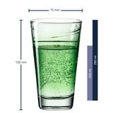 Grünes Trinkglas Vario mit 280 ml Fassungsvermögen, seitliche Ansicht, 130 mm hoch und 75 mm Durchmesser.