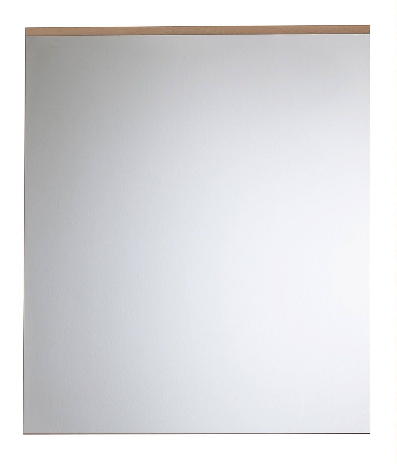 Moderner quadratischer Spiegel mit schmalem Holzrahmen, Frontalansicht