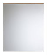 Moderner quadratischer Spiegel mit schmalem Holzrahmen, Frontalansicht