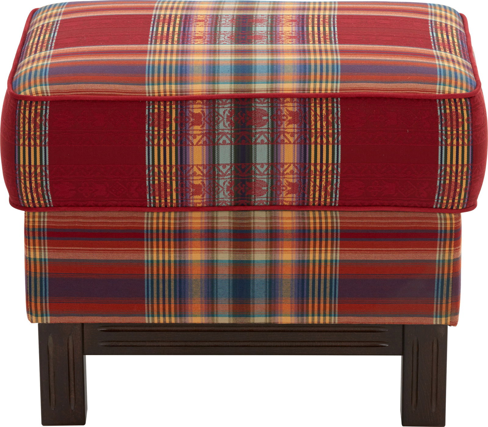 Hocker mit buntem Karomuster, Vorderansicht