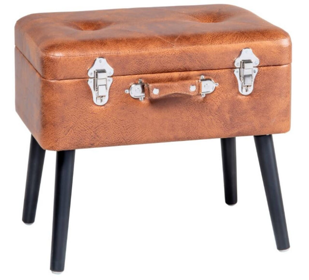 XORA Kofferhocker KEVIN Kofferhocker in braunem Lederlook mit schwarzen Beinen, seitliche Perspektive