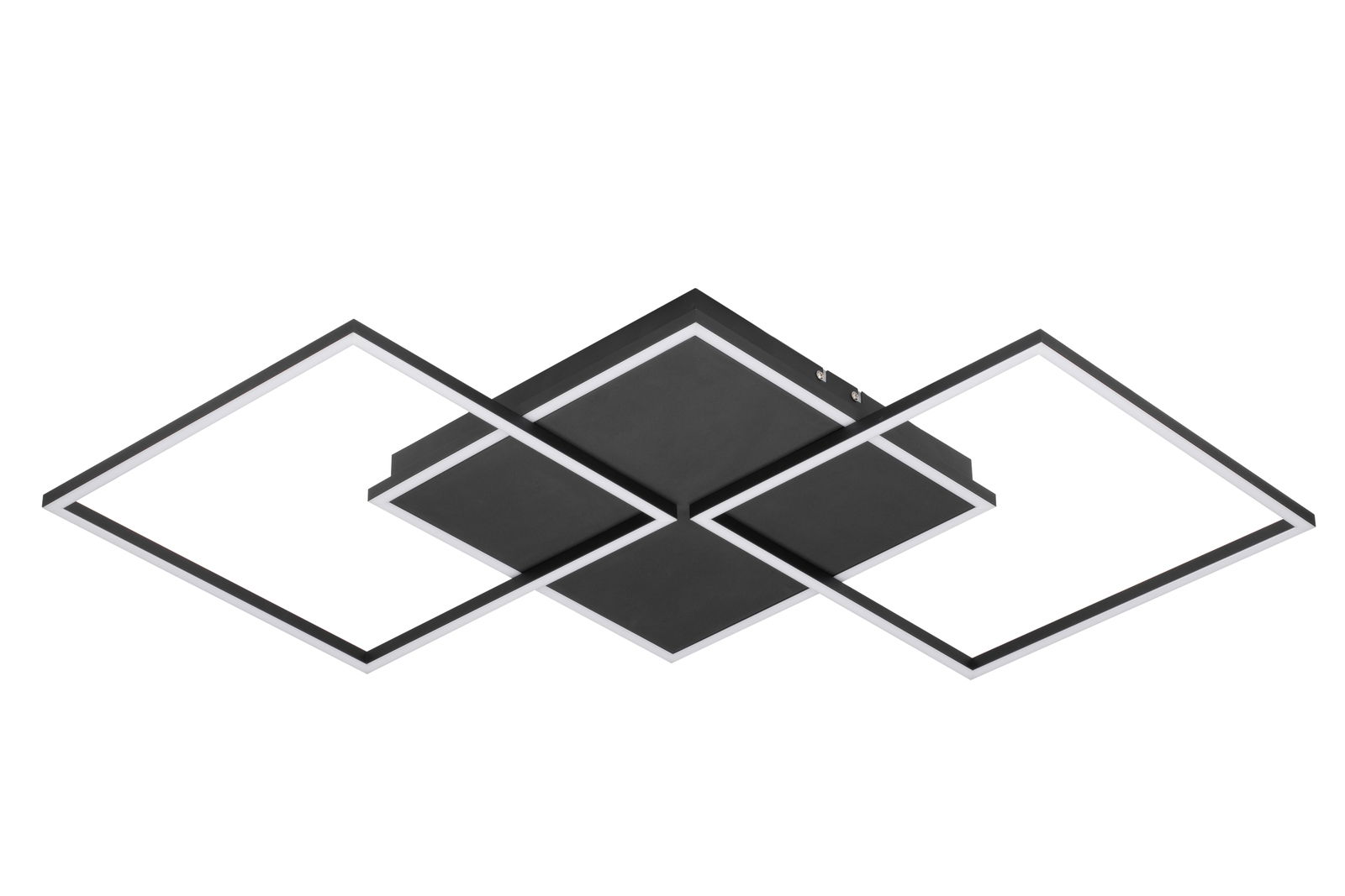 Moderne LED-Deckenleuchte mit geometrischem Design, seitliche Perspektive