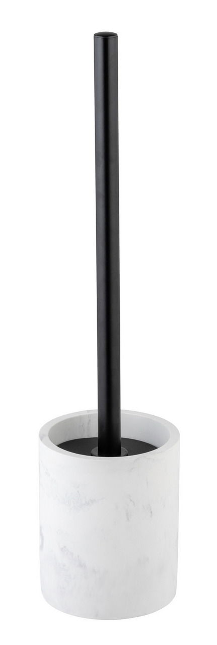 WC-Garnitur aus Marmor mit schwarzem Griff, seitliche Perspektive
