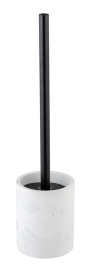 WC-Garnitur aus Marmor mit schwarzem Griff, seitliche Perspektive