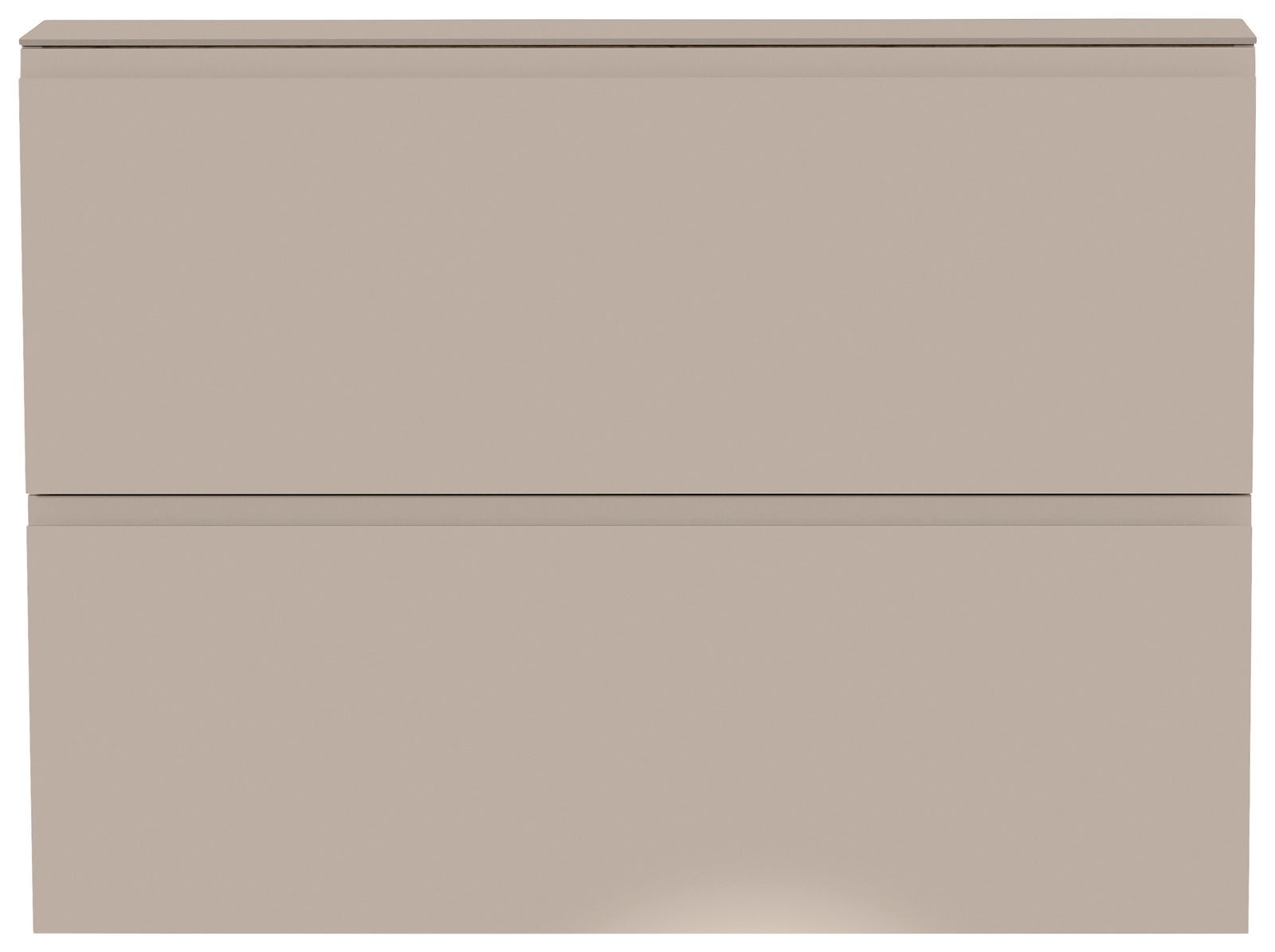 Beigefarbener Hängeschuhschrank mit zwei Klappen, frontale Ansicht