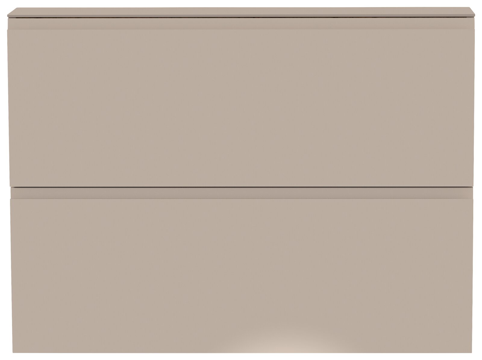 Beigefarbener Hängeschuhschrank mit zwei Klappen, frontale Ansicht