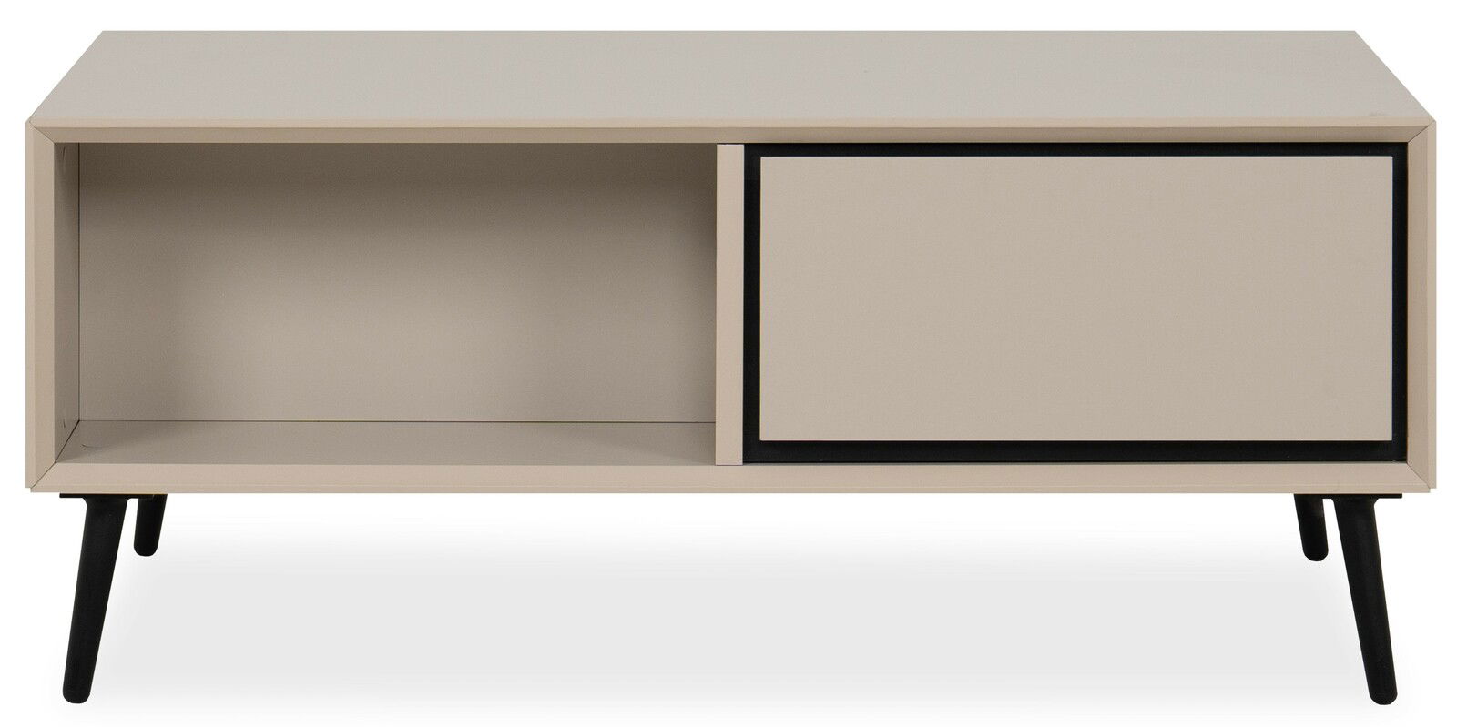 Modernes Sideboard in Beige mit schwarzen Beinen, Frontansicht