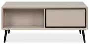Modern dressoir in beige met zwarte poten, vooraanzicht