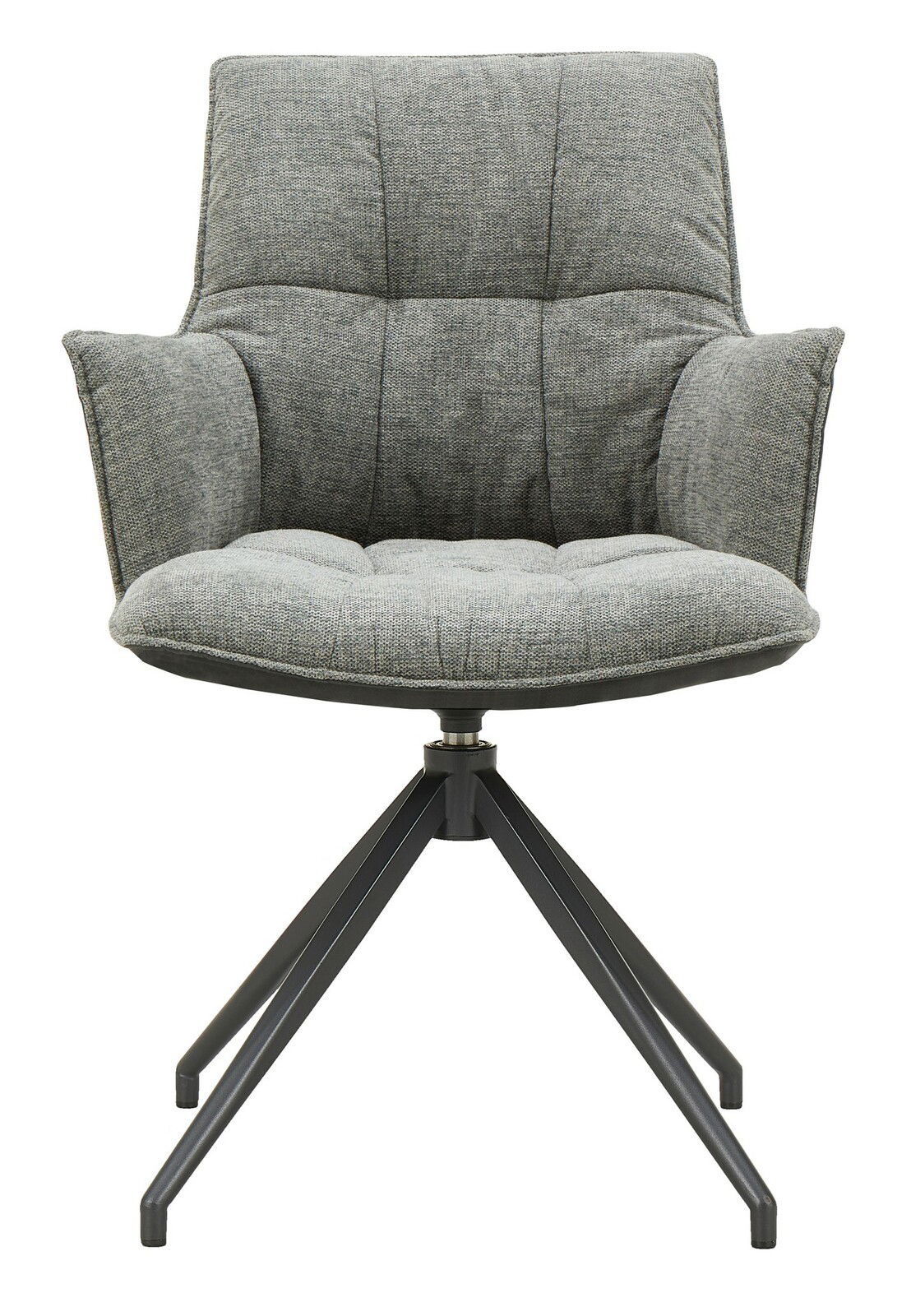 Novel Sessel OSAKA 2.0 Grauer Sessel Novel OSAKA 2.0 mit gepolsterter Sitzfläche und Rückenlehne, auf schwarzem Metallgestell, Frontalansicht.