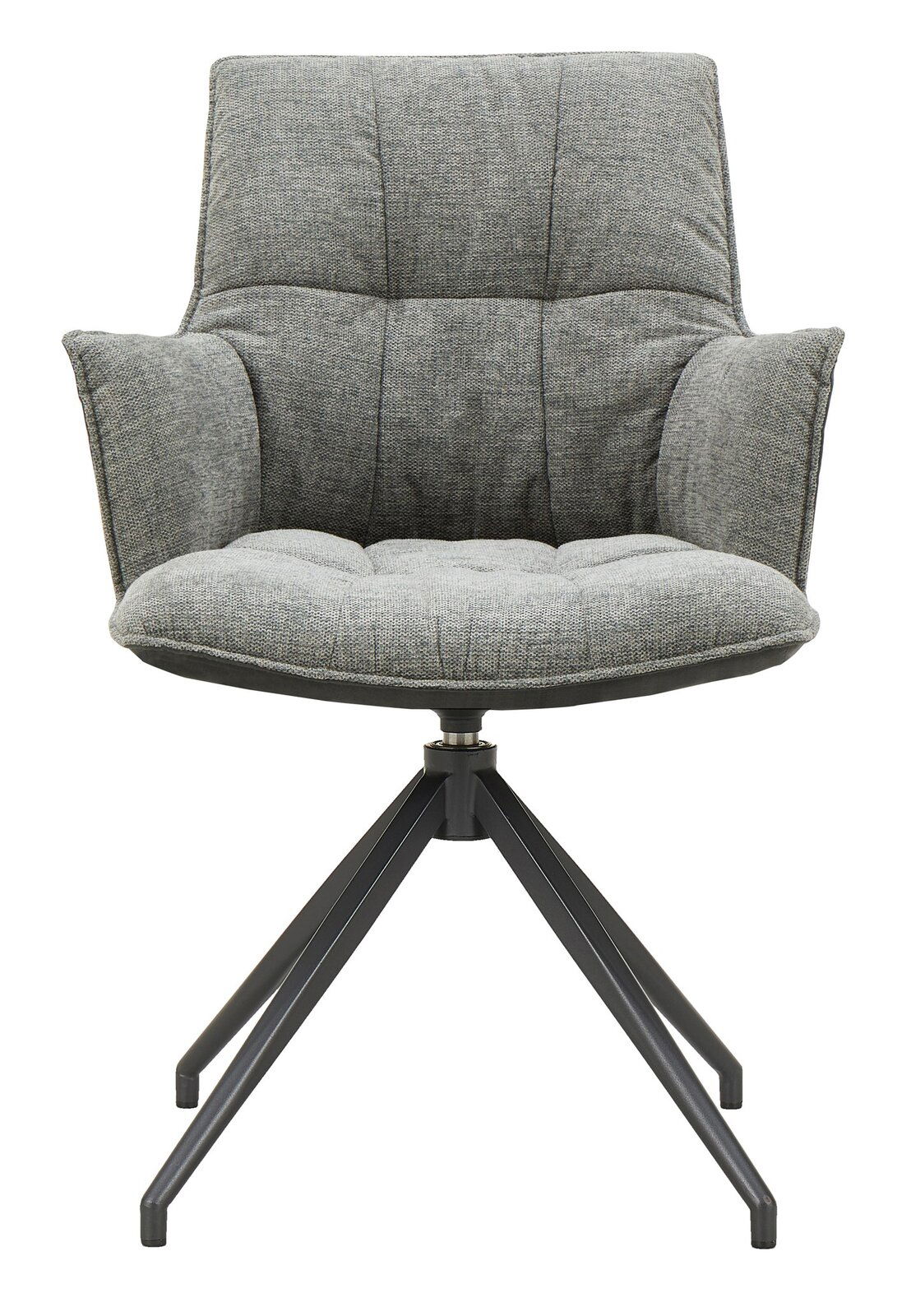 Novel Sessel OSAKA 2.0 Grauer Sessel Novel OSAKA 2.0 mit gepolsterter Sitzfläche und Rückenlehne, auf schwarzem Metallgestell, Frontalansicht.