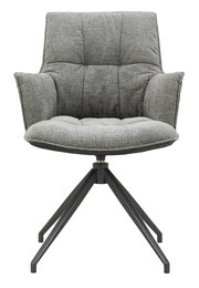 Grauer Sessel Novel OSAKA 2.0 mit gepolsterter Sitzfläche und Rückenlehne, auf schwarzem Metallgestell, Frontalansicht.