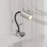 Klemmstrahler aus Metall in Nickel mit flexiblem Hals, seitliche Perspektive