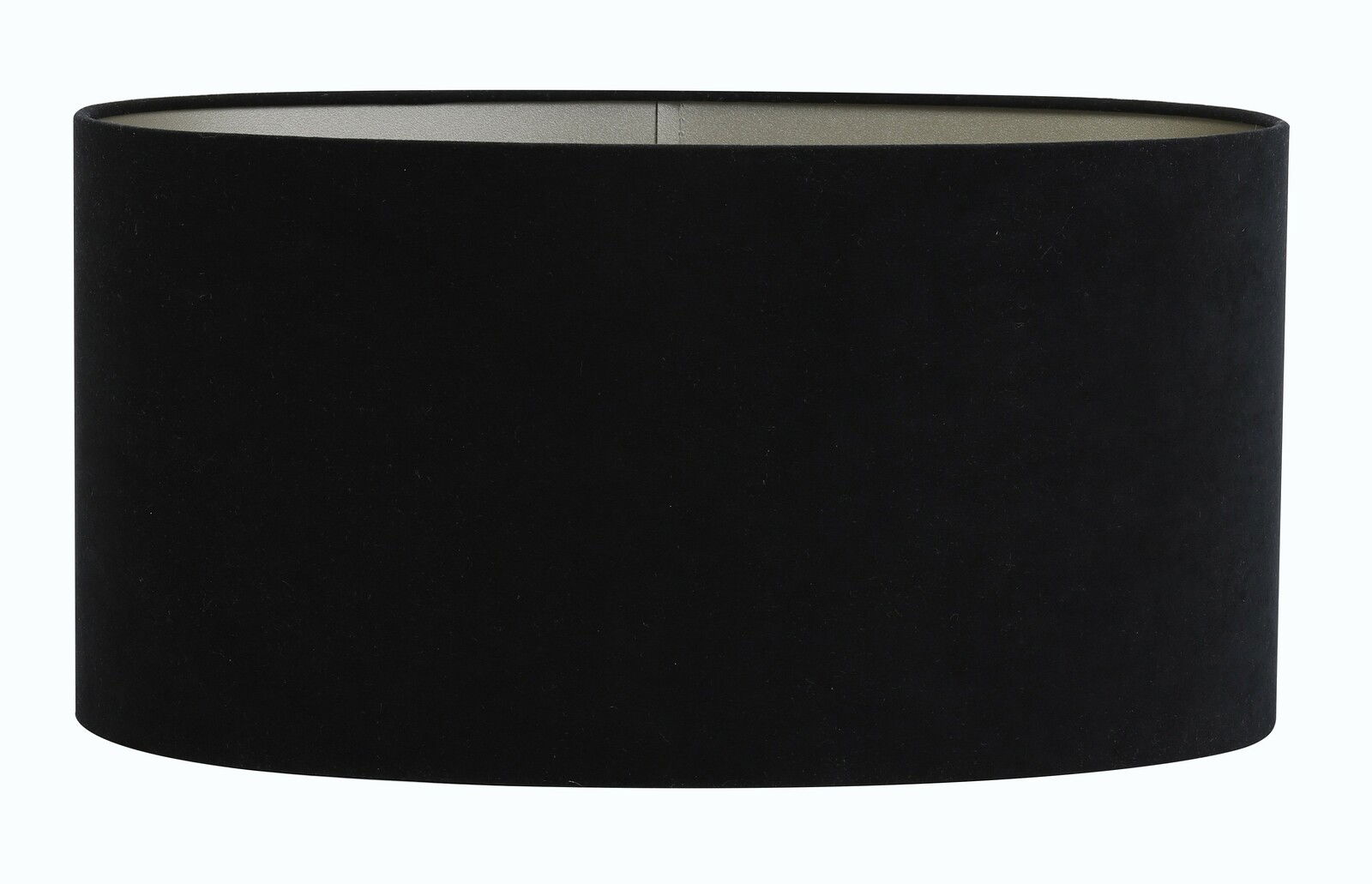Schwarzer ovaler Lampenschirm, gerade Form, seitliche Perspektive