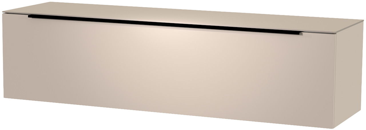 Hänge-Lowboard in beige aus seitlicher Perspektive