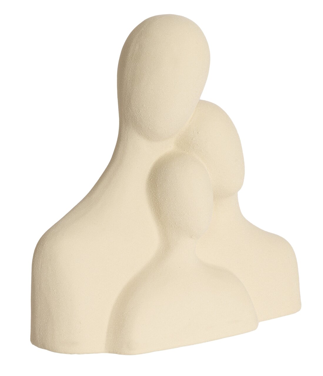 Light&Living Ornament SOLINE Skulptur aus beigem Material mit drei stilisierten, gesichtslosen Figuren in einer Gruppe, seitliche Perspektive