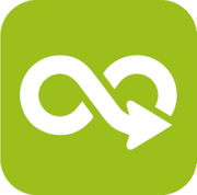 Grünes Recycling-Symbol mit weißem Pfeil, Ansicht von vorne