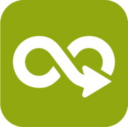 Grünes Recycling-Symbol mit weißem Pfeil, Ansicht von vorne