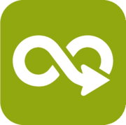 Grünes Recycling-Symbol mit weißem Pfeil, Ansicht von vorne