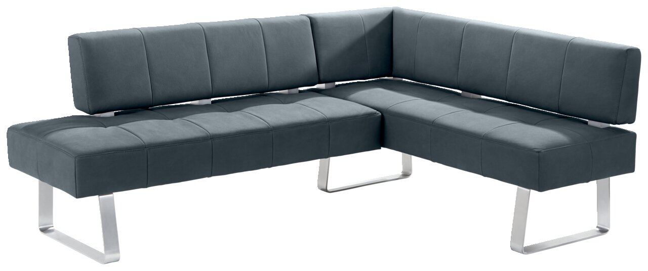 Moderano Eckbank LUPO II Moderne Eckbank in dunklem Grau mit Metallbeinen, seitliche Perspektive