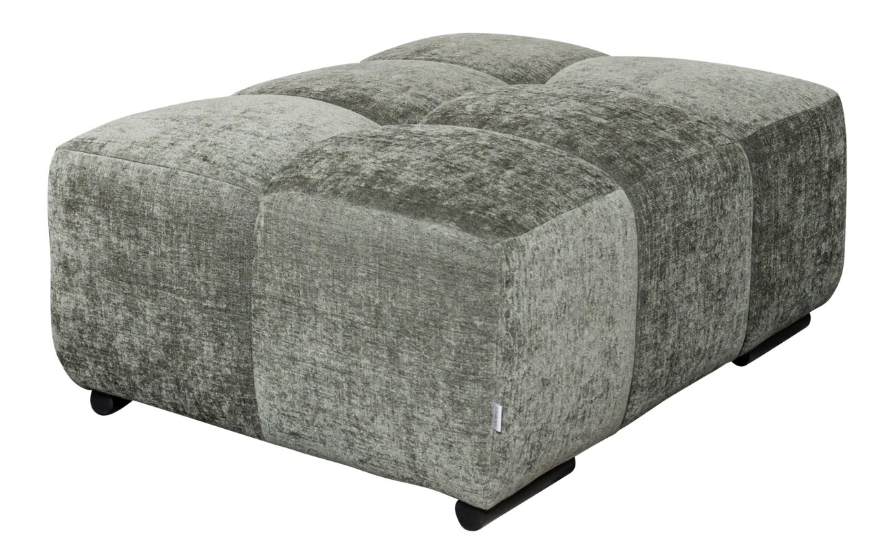 Belluti Hocker LUCY Grüner Megahocker aus Stoff in quadratischer Form, seitliche Perspektive