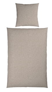 Beige Wendebettwäsche-Set bestehend aus einem Kissenbezug und einem Bettdeckenbezug, Ansicht von oben