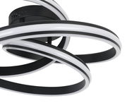 Moderne LED-Deckenleuchte mit geschwungenem Design, seitliche Perspektive