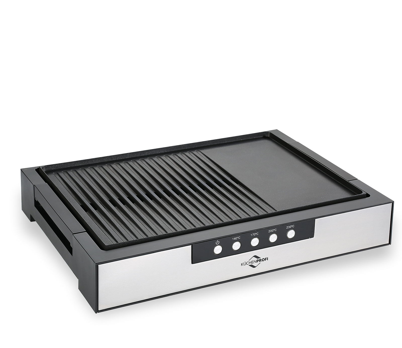 Tischgrill Style mit Edelstahlgehäuse, seitliche Perspektive