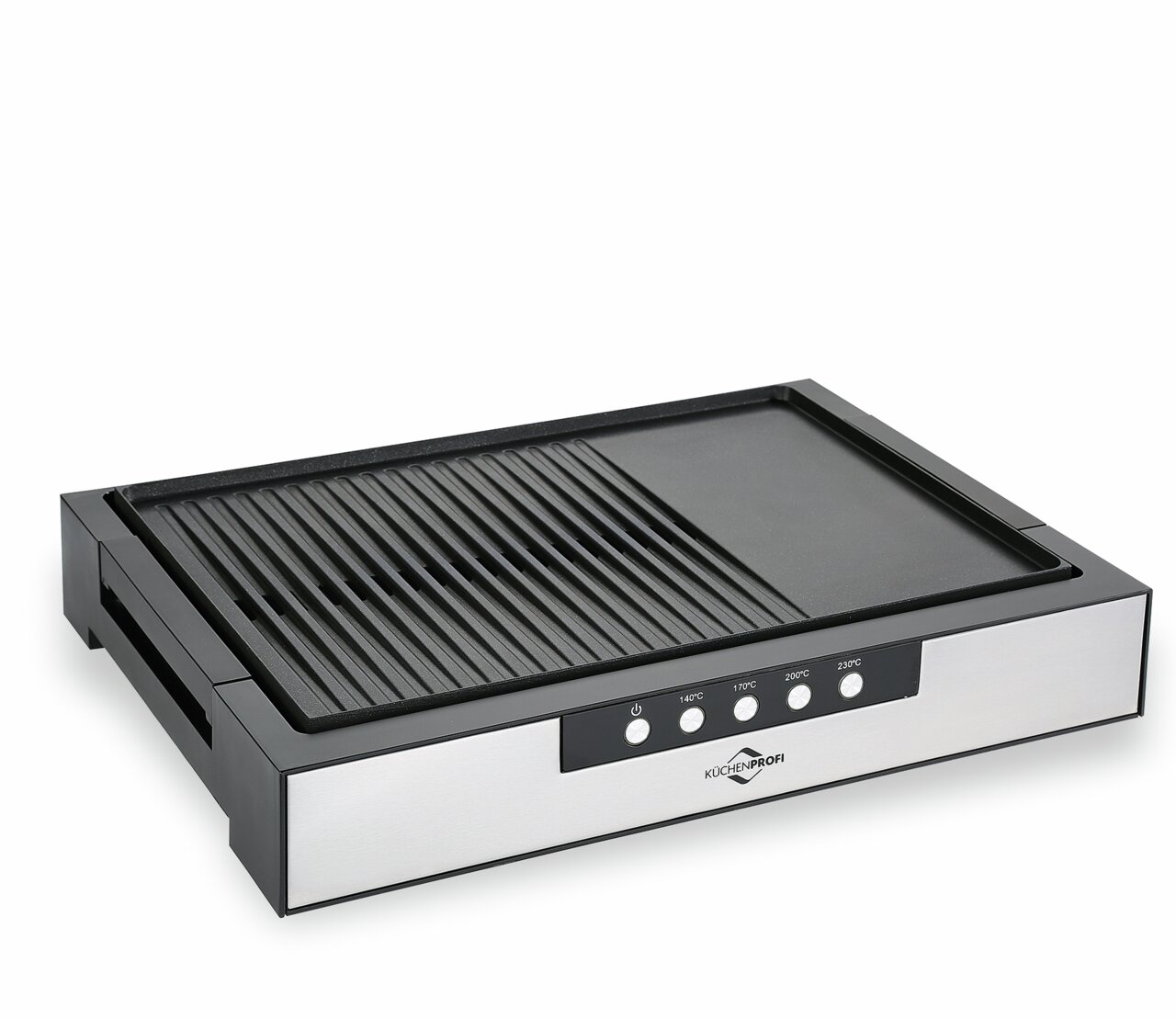Tischgrill Style mit Edelstahlgehäuse, seitliche Perspektive