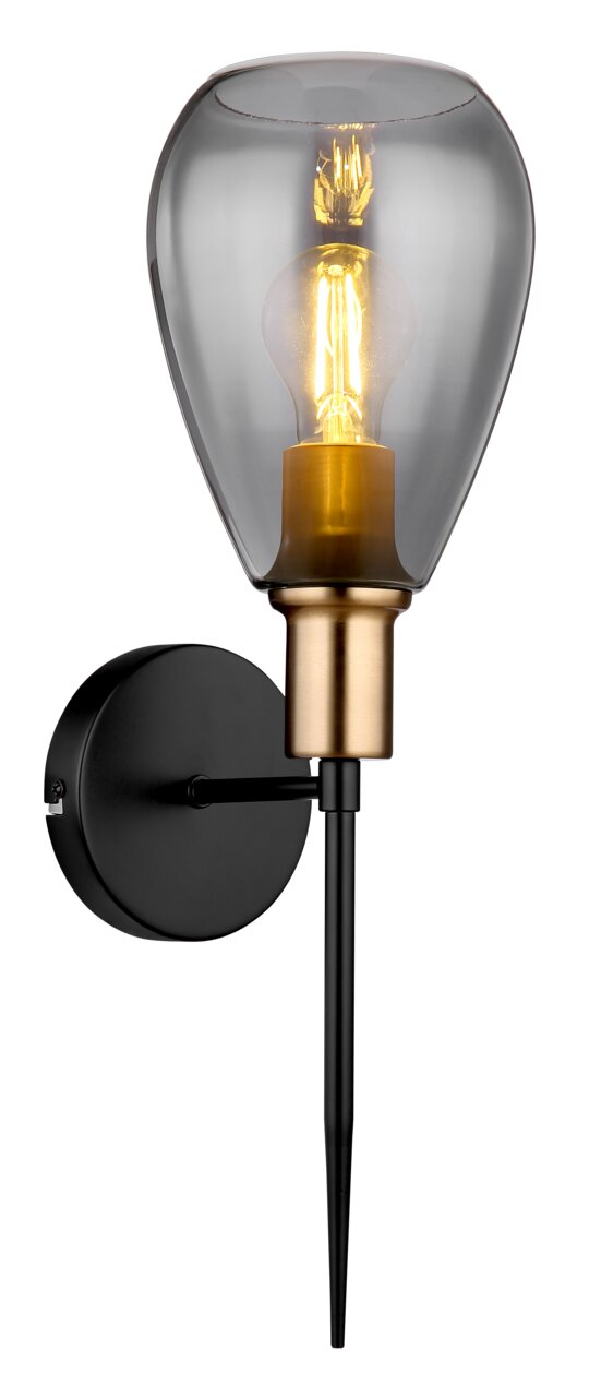 Globo Lighting Wandleuchte FANNI Moderne Wandleuchte mit schwarzem Sockel und goldener Fassung, seitliche Perspektive