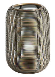 Teelichthalter aus Metall in antikem Design, seitliche Perspektive